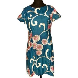 UI-MAIKAI Vintage Floral Dress Cap Sleeves Knee Length Mod 70’s 60’s Size Medium